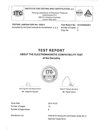 Certifikát přístroje OsmoDry